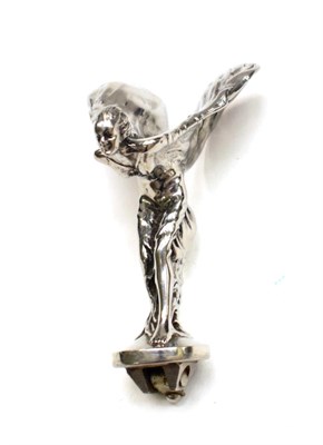 Lot 3047 - A 1920/30 Nickle Plated Spirit of Ecstasy Car Mascot, unmarked, standing on circular base with...