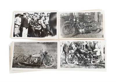 Lot 3054 - Motorcycle Interest: Twenty-Five Black and White Photographs, depicting pre-1939 motorbikes,...