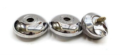 Lot 3107 - A Pair of Chromed Car Locking Caps, suitable for mounting mascots, the underside stamped Made...