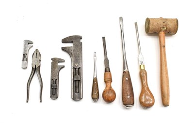 Lot 3108 - A Collection of Vintage Tools, to include a wooden-handled mallet bearing stamp for Morgan...