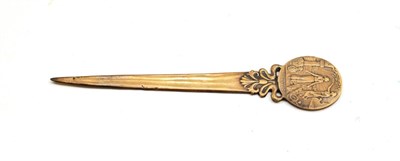Lot 3109 - An Early 20th Century French Bronzed Double-Sided Letter Opener, the front decorated with and early