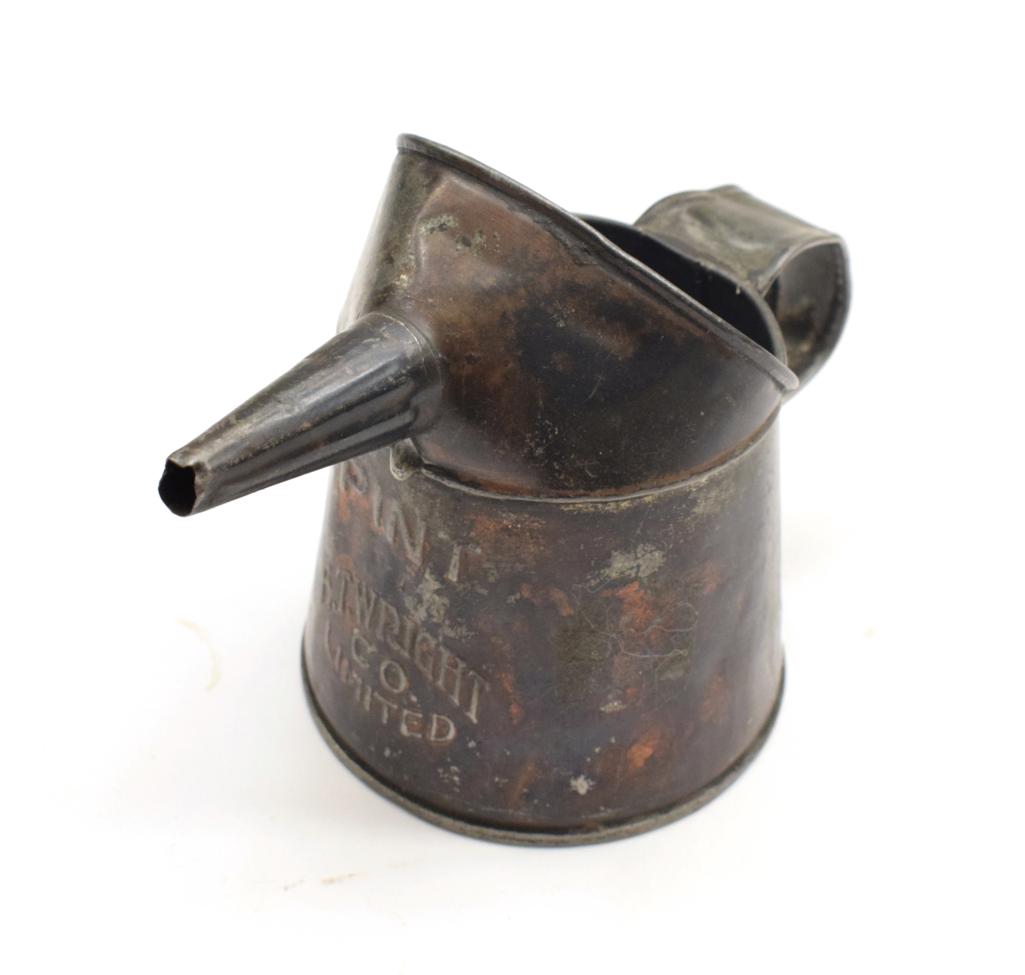Lot 3128 - A 1920/30 Pint Oil Can Pourer, stamped ET Wright Co Ltd, 13cm high