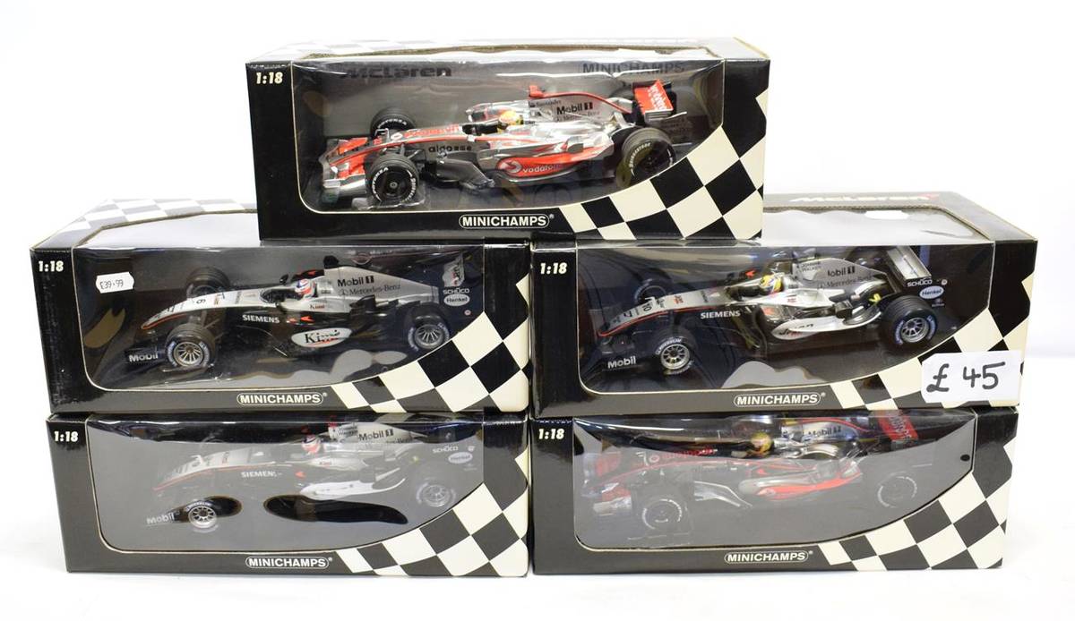 Lot 3132 - Minichamps McLaren F1 Group 1:18 scale models: L Hamilton MP4-23, L Hamilton MP4-22, J P...