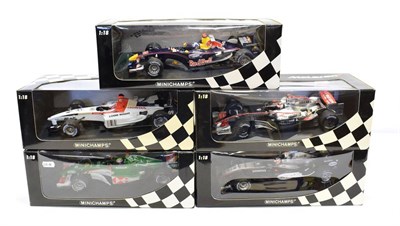 Lot 3133 - Minichamps F1 Group 1:18 scale models: K Raikkonen MP4-20, K Raikkonen MP4-21, M Webber Jaguar...