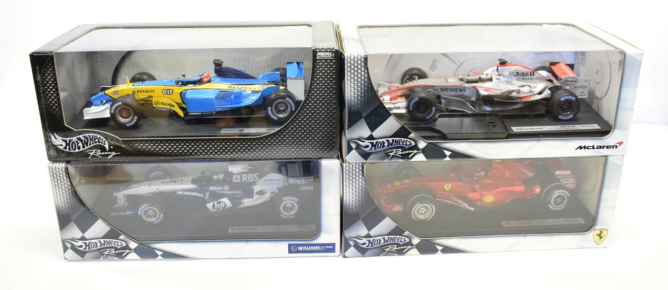 Lot 3135 - Hot Wheels F1 Group 1:18 scale models: Renault R25 F Alonso, N Heidfeld Williams FW27, J P...