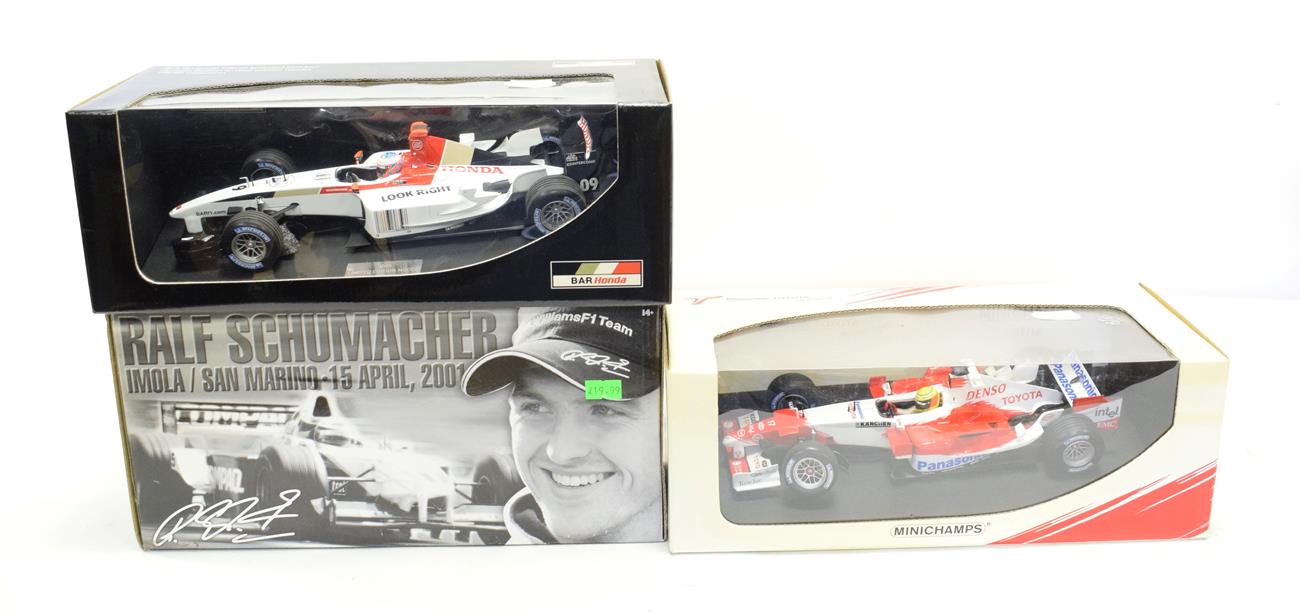Lot 3140 - F1 1:18 Scale Model Group Hot Wheels Ralf Schumacher Williams San Marino 2001, Jenson Button...