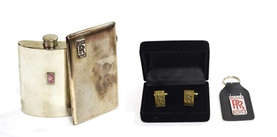 Lot 3146 - Rolls-Royce Interest: A Sheffield Pewter Hip Flask, with screw cap and red enamelled...