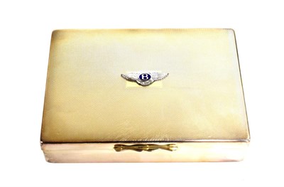 Lot 3153 - Bentley Interest: A Silver Plated Cigar Box, the hinged lid with engine turned decoration and...