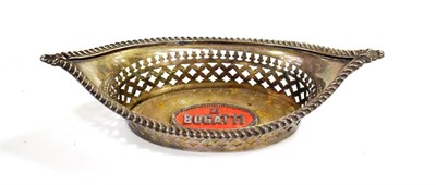 Lot 3155 - Bugatti Interest: A 1920's Silver Plated Oval Pierced Dish, the interior with oval plaque in...