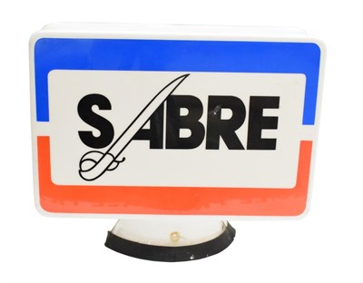 Lot 3162 - A Perspex Double-Sided Petrol Pump Globe for Sabre, with black lettering and blue and red...