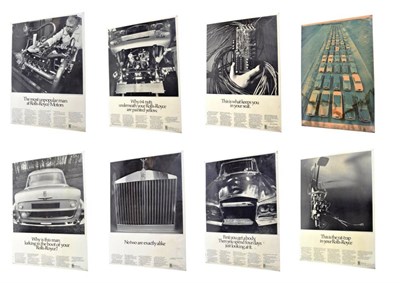 Lot 3180 - Eight 1960's Rolls-Royce Showroom Advertising Posters, comprising seven black and white...