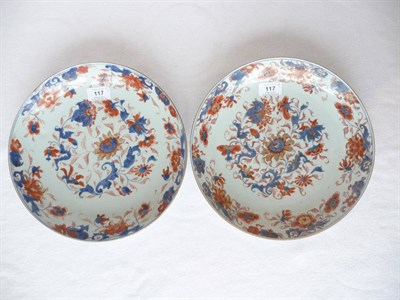 Lot 117 - A Chinese Imari Porcelain Saucer Dish, 18th century, typically painted with a profusion of...