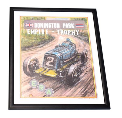 Lot 3200 - Phil May (b.1925)  ''English racing automobiles R12C, Donington Park 1938'' Giclee poster print...
