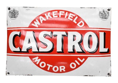 Lot 3206 - A Reproduction Enamelled Single-Sided Advertising Sign, WAKEFIELD CASTROL MOTOR OIL, with four...