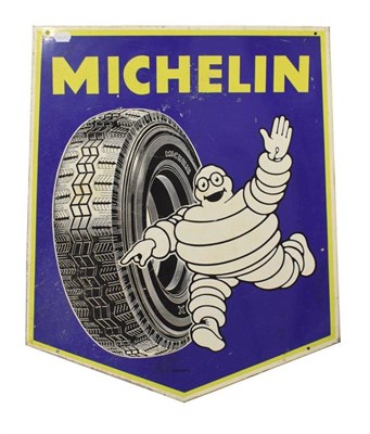 Lot 3208 - A Michelin Single-Sided Advertising Sign, with yellow lettering on a blue ground, numbered...