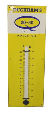 Lot 3209 - A Duckhams Enamel 20-50 Motor Oil Advertising Sign, with temperature gauge (lacking...