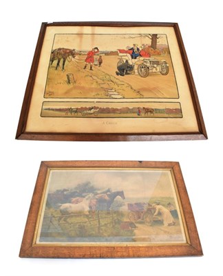 Lot 3213 - After Cecil Aldin ''A Check'', depicting an Edwardian car  Colour print, stamped copyright 1903...