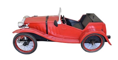Lot 3223 - A Child's Wooden Bodied Pedal Car, modelled as an MG opener tourer, with chromed headlamps,...