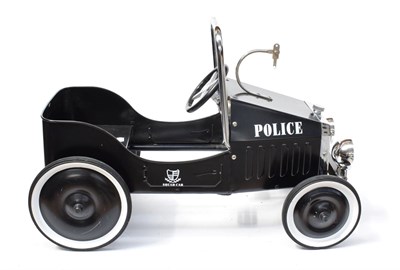 Lot 3225 - A Child's Black Metal 1930's Style Police Squad Car, modern, with plastic steering wheel,...