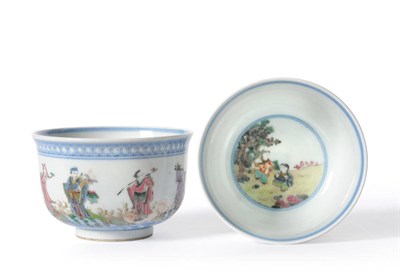 Lot 123 - A Pair of Chinese Porcelain Wine Cups, Jiajing mark, painted in famille rose enamels with a...