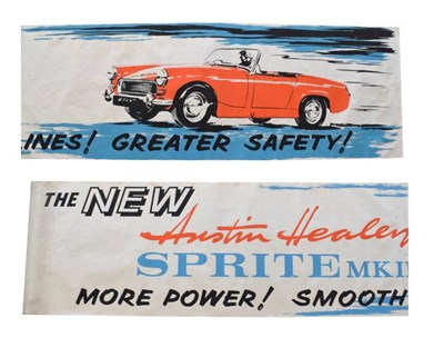 Lot 3195A - Austin Healey Interest: A two part banner type poster illustrating the Sprite Mark II launch
