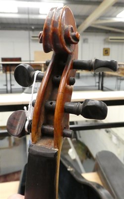 Lot 8 - Violin 13 7/8'' 1 piece back, ebony fingerboard, appears to have scratched purfling front and back