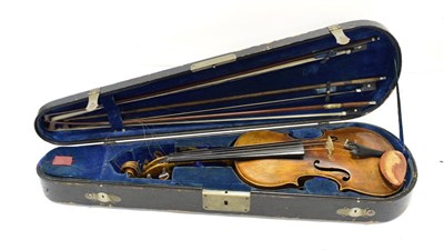 Lot 13 - Violin 14'' two piece back, ebony fingerboard and tailpiece, with label handwritten 'Henry...