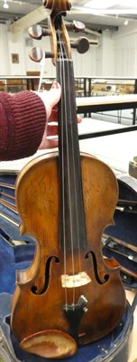 Lot 13 - Violin 14'' two piece back, ebony fingerboard and tailpiece, with label handwritten 'Henry...