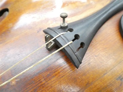 Lot 15 - Violin 13 7/8'' one piece back labelled on inside of rib 'David Techler Fecit Romae.....', purfling