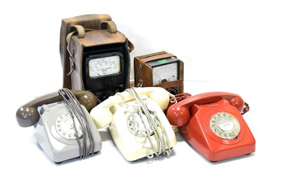 Lot 74 - Telephones (i) Model 746 red (ii) Model 8746F cream (iii) Model 706F grey; together with two...