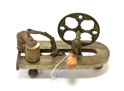 Lot 75 - An Interesting Hand Cranked Electric Current Generator with large horse shoe magnet and twin...