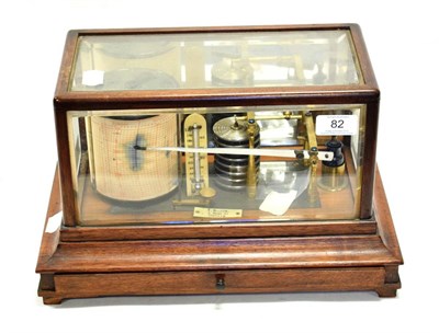 Lot 82 - T Mason (Dublin) Barograph with eight vacuum sections, ivory mounted thermometer, in mahogany...