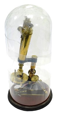 Lot 89A - R & J Beck (London) Brass Binocular Microscope no.5499, with concave mirror, rotating stage,...