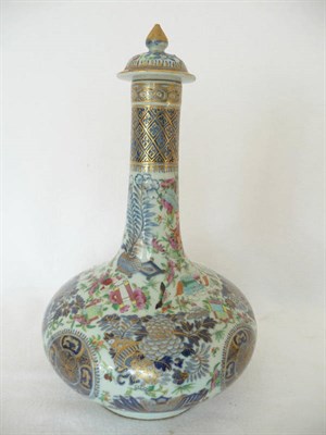 Lot 131 - A Cantonese Porcelain Bottle Vase and Cover, 19th century, painted in underglaze blue and...