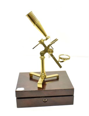 Lot 97 - Watkins & Hill (Charing Cross, London) Brass Pocket Compound Microscope with concave mirror and...