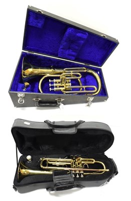 Lot 29 - Trumpet By Artemis no.41022 cased with mouthpiece; together with Tenor Horn by Danor with case...