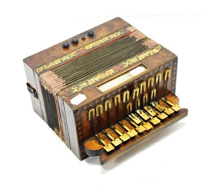 Lot 46 - Melodeon Accordion 1.4 four bass buttons, makers label 'Paolo Soprani Napoli'
