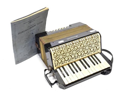Lot 48 - Piano Accordion Stamped 'Barcarole, Germany' 12 bass buttons, 25 treble keys, with book