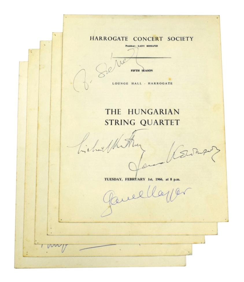 Lot 53 - Harrogate Concert Society Signed Concert Programmes Tel-Aviv String Quartet 1968, Borodin...