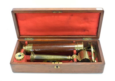 Lot 99 - J.P Cutts Sutton & Son (Sheffield & London) Four Drawer Telescope brass with mahogany cover,...