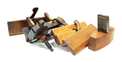 Lot 118 - Woodworking Planes including Combination with brass fittings, Smoothing and three Moulding (5)