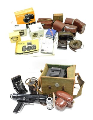 Lot 129 - Butchers Pressman Reflex Camera together with Exa 1 camera, Novoplex zoom lens and other...