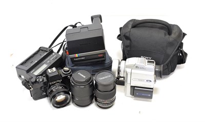 Lot 135 - Contax 139 Quartz Camera with Carl Zeiss Planar T* f1.7 50mm lens; together with Canon EF...