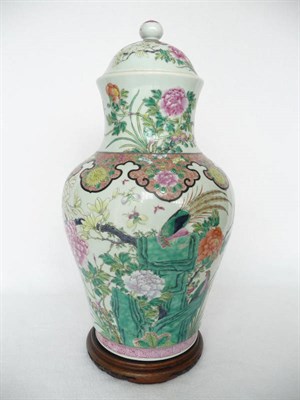 Lot 139 - A Chinese Porcelain Baluster Jar and Cover, late 19th/20th century, painted in famille rose enamels