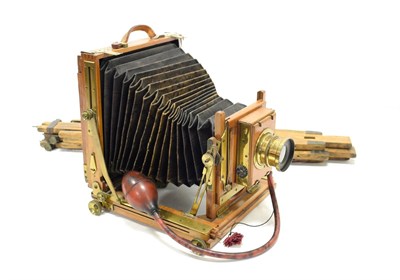 Lot 139 - Half Plate Camera with mahogany body and brass fittings, Beck Symmetrical lens and bellows operated