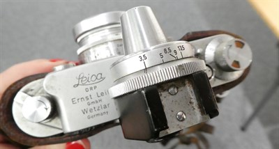 Lot 144 - Leica IIIf Camera no.648953 with Summitar f2 50mm lens with viewer, in lower half of original case
