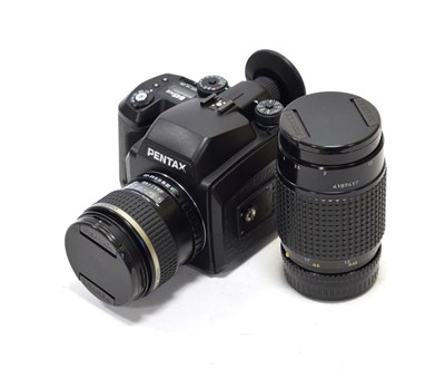 Lot 163 - Pentax 645 Camera no.8897936, with SMC Pentax-FA f2.8 45mm lens and additional SMC Pentax-A f4...