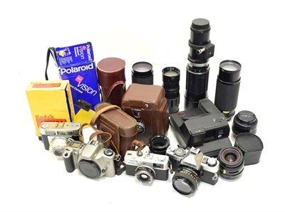 Lot 176 - Various Camera And Lenses Minolta XG1 with MD f2 50mm; Kodak Brownie with Dakon shutter; Sakar f5.6