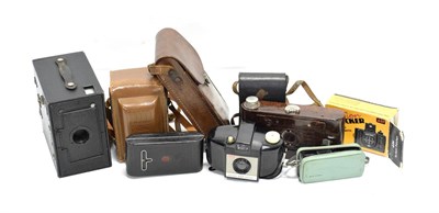 Lot 180 - Various Cameras including Kodak No.2 Hawkette, Halina TLR, Kodak No.A-127, Zeiss Ikon Telma,...
