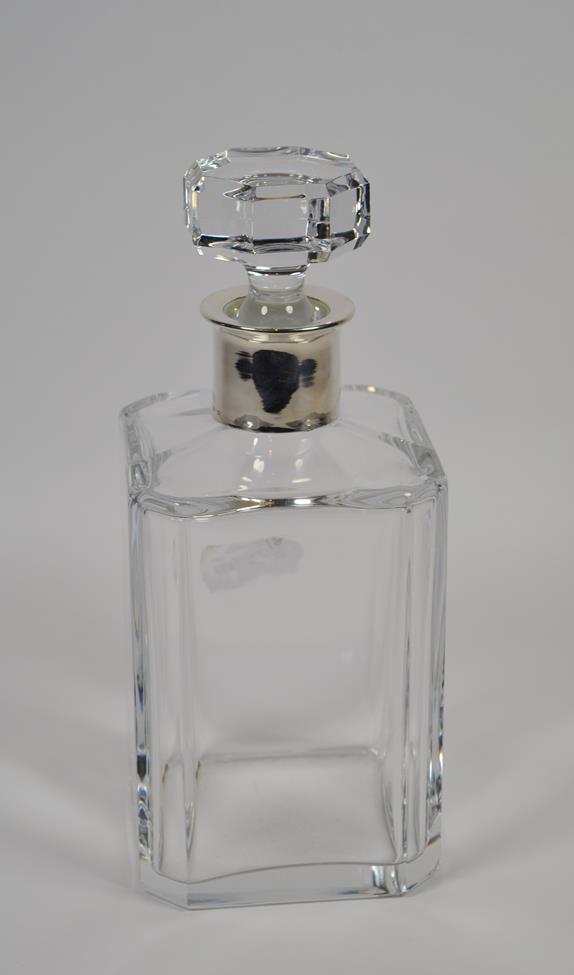 Lot 5 - A Continental silver-mounted glass decanter, the silver mounts with convention marks, early...